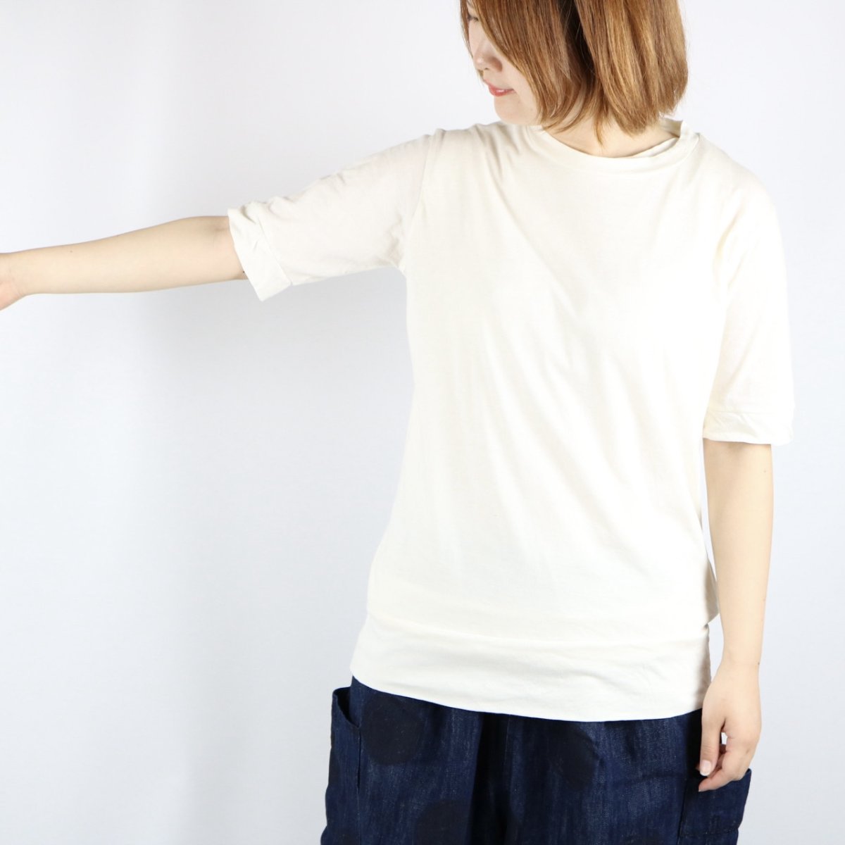 画像21: tumugu  フェザリーコットン クルーネック 半袖カットソー 4色 (21)