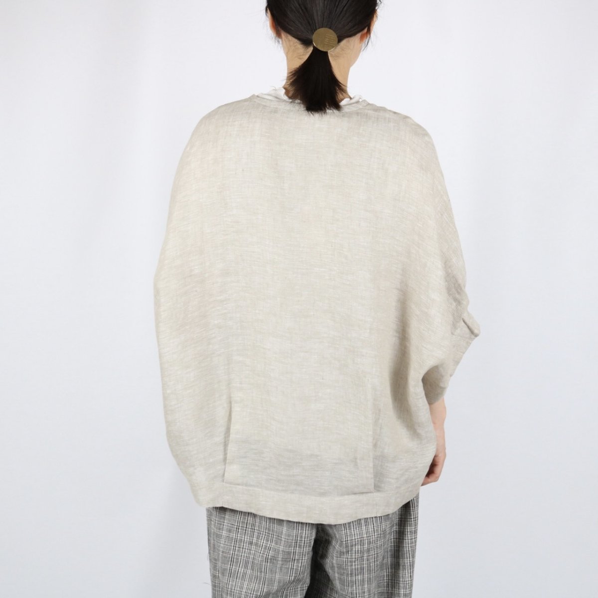 画像15: 30%OFF SALE!  blue willow リネン平織りシングルガーゼハオリ チェック (15)