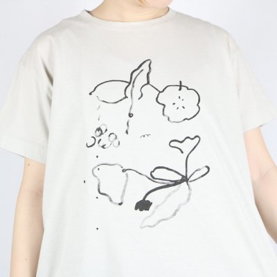 画像3: tumugu  ハイゲージ天竺　イラストTシャツ(ゆりなさんフラワー柄)  3色