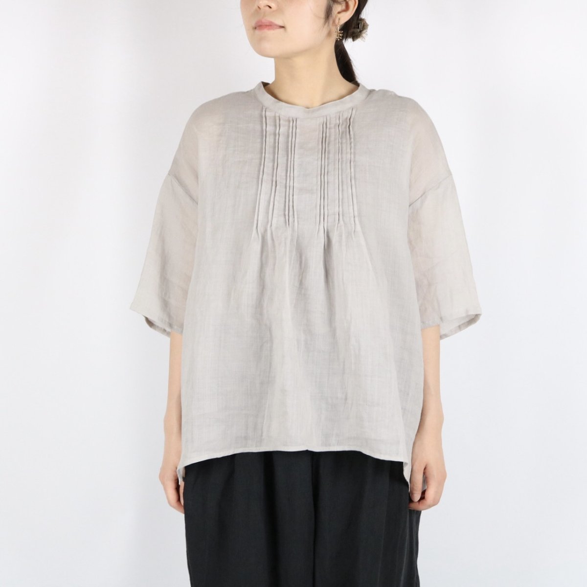 画像1:   30%OFF SALE!  nachukara シアーリネンバックリボンブラウス　2色 (1)