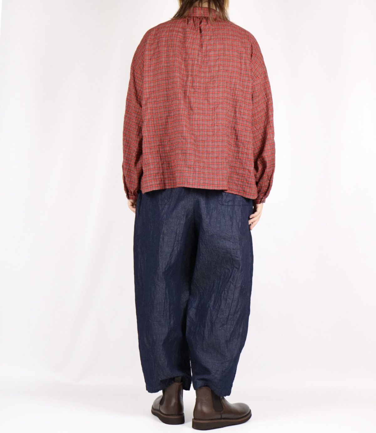 画像8: nachukara シャーリングチェックギャザーシャツ　2色 (8)