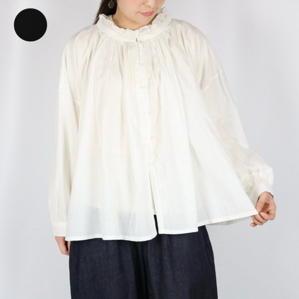 soil 60s CAMBRIC PLAIN WITH LACE NECK GATHERED SMOCK 2色