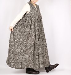 画像3: maison de soil　80'S COTTON FLOWER BLOCK PRINT V-NECK NO/SL DRESS　2色 (3)