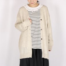 画像2: SOIL  7GG 1PLY SHETLAND WOOL/LINEN V-NECK CARDIGAN  3色 (2)