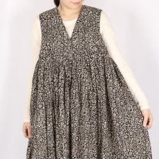 画像7: maison de soil　80'S COTTON FLOWER BLOCK PRINT V-NECK NO/SL DRESS　2色 (7)