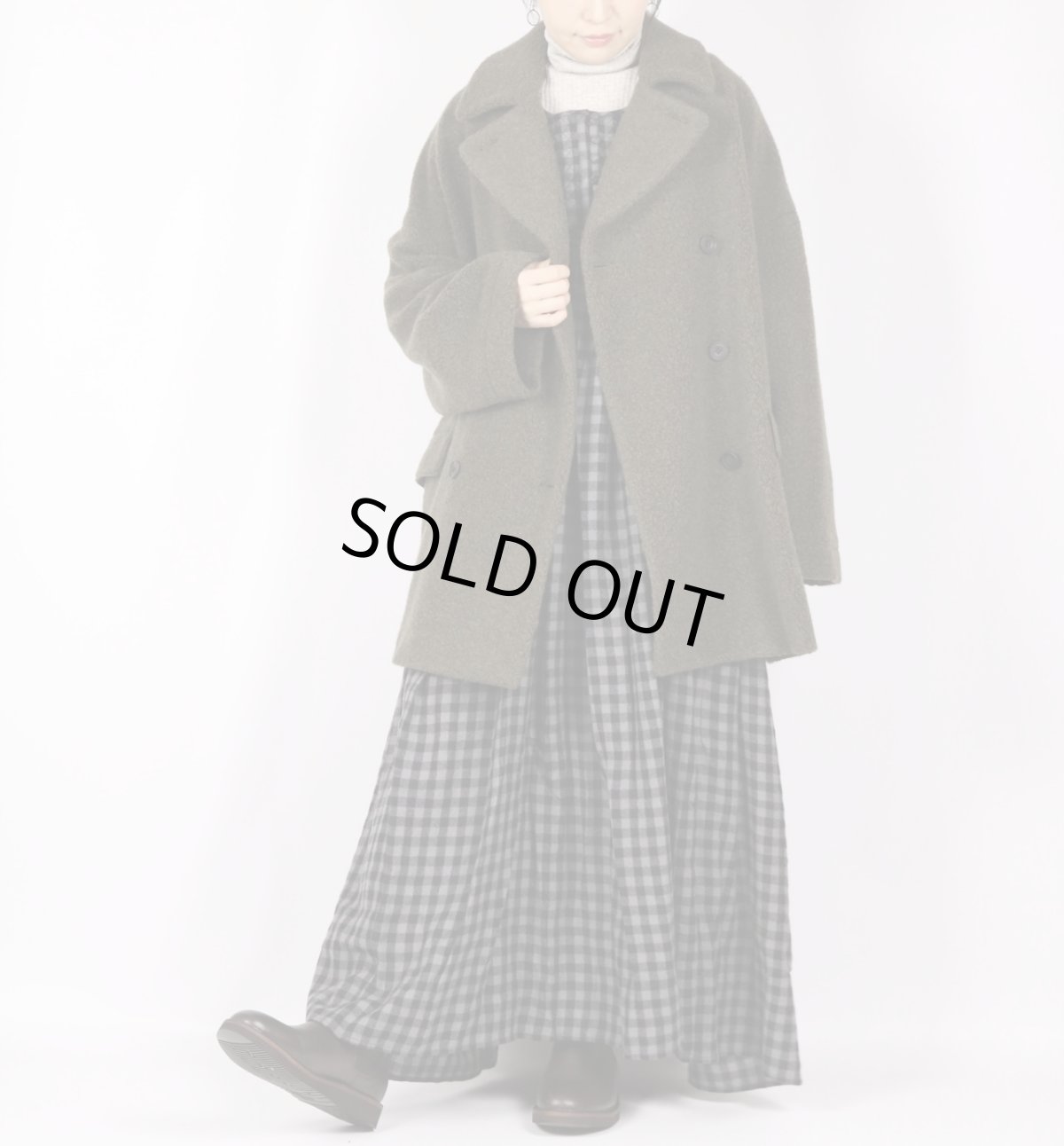 画像13: maison de soil　BOILED WOOL GINGHAM CHECK RAJASTHAN TUCK GATHERED NO/SL QUILTING DRESS (13)