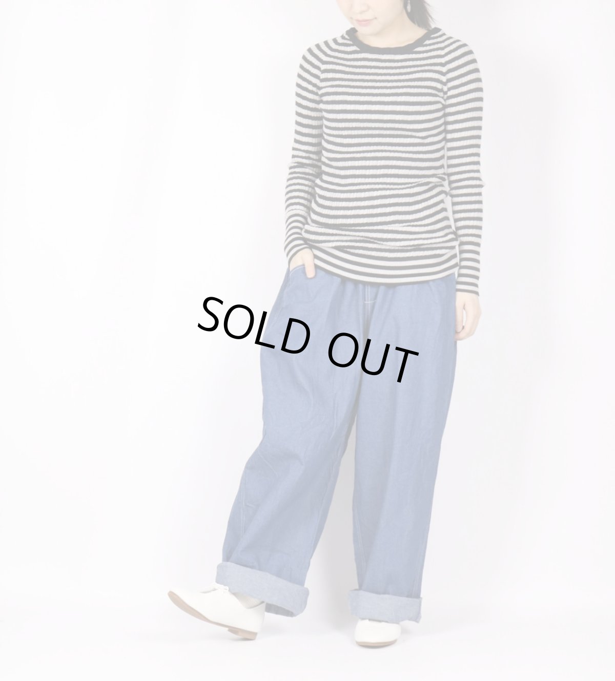 画像5: NARU　ランダムリブボーダークルーネックニット　2色 (5)