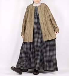 画像11: maison de soil　BOILED WOOL GINGHAM CHECK RAJASTHAN TUCK GATHERED NO/SL QUILTING DRESS (11)