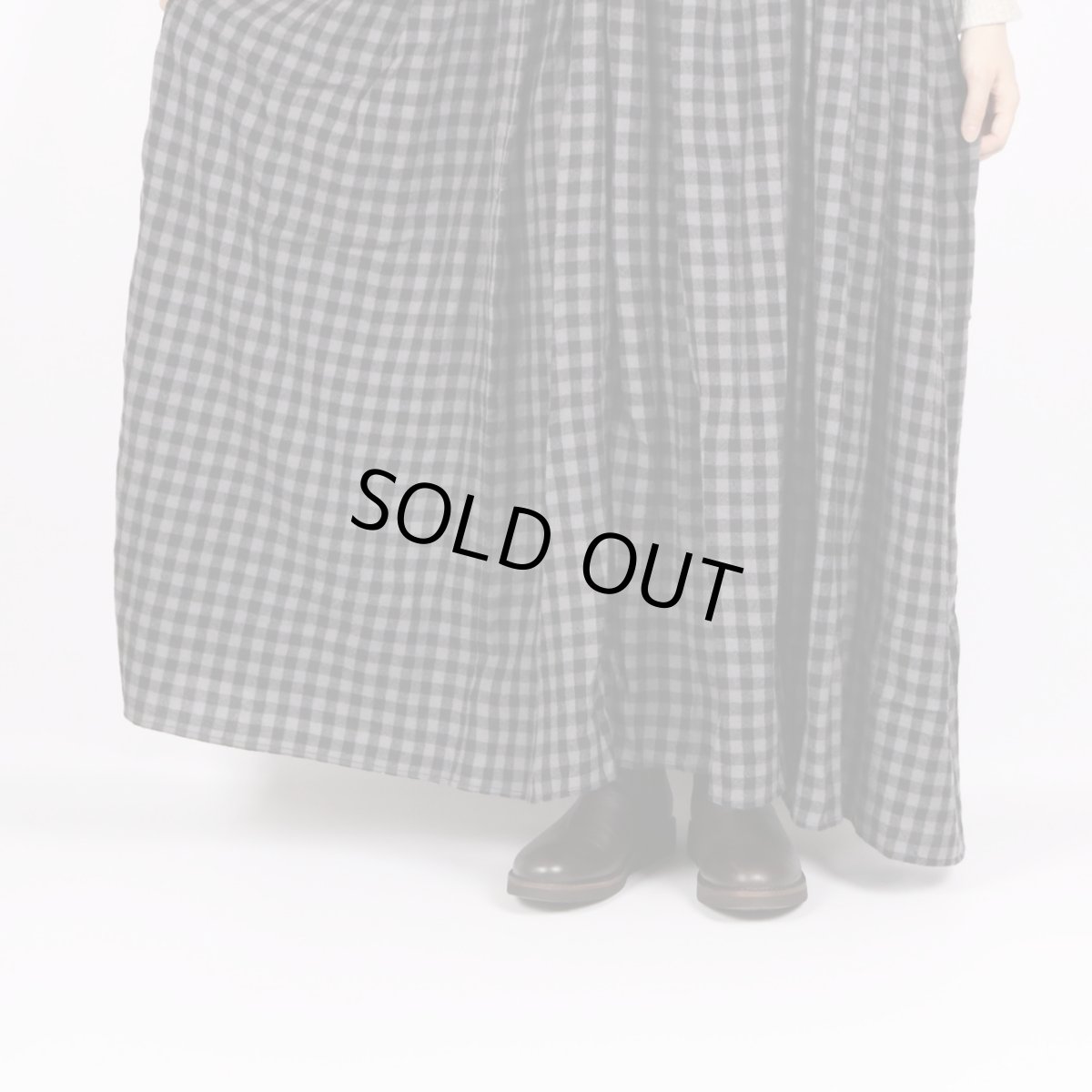 画像10: maison de soil　BOILED WOOL GINGHAM CHECK RAJASTHAN TUCK GATHERED NO/SL QUILTING DRESS (10)