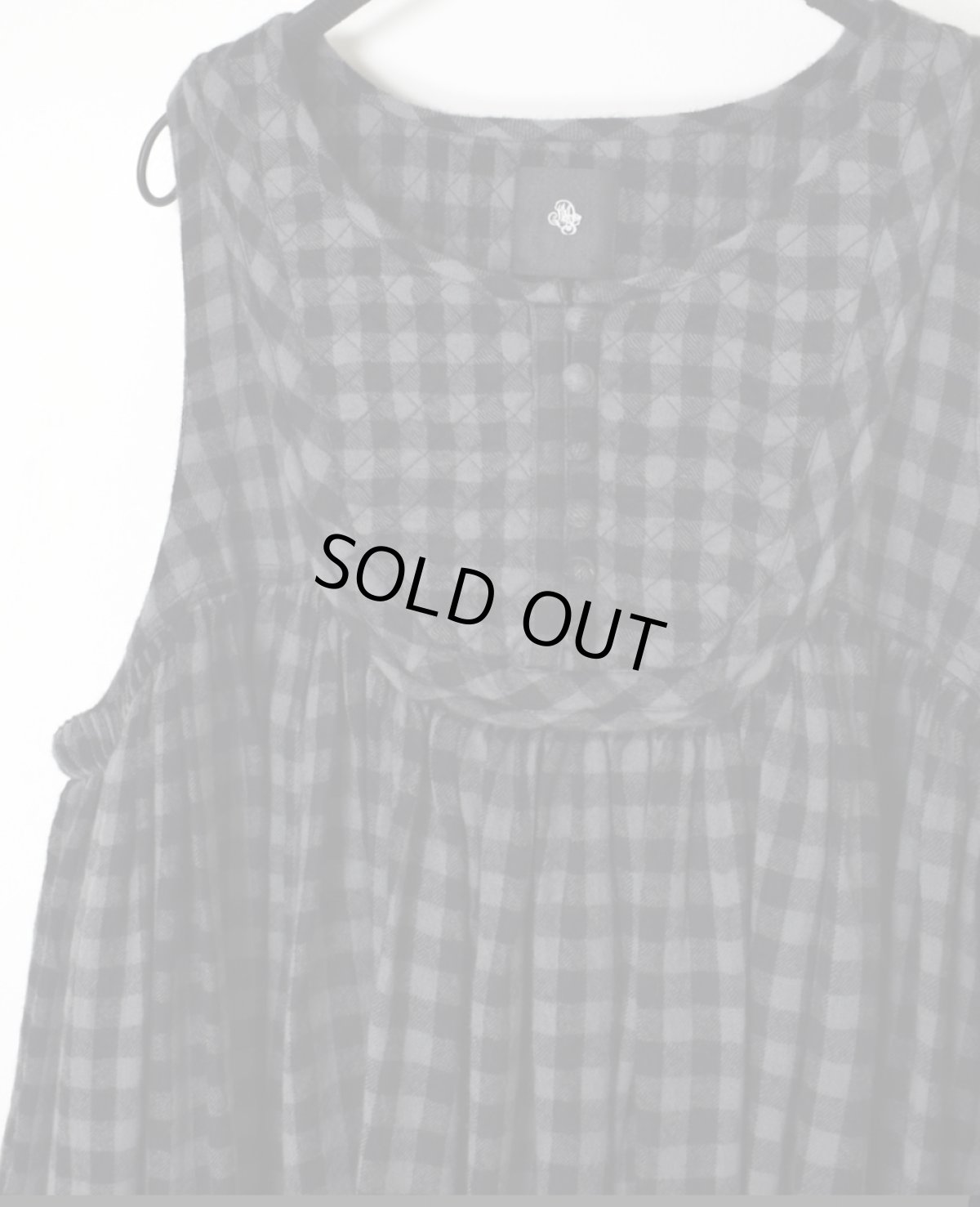 画像16: maison de soil　BOILED WOOL GINGHAM CHECK RAJASTHAN TUCK GATHERED NO/SL QUILTING DRESS (16)