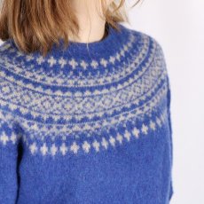 画像4: JOHN TULLOCH   SHETLAND WOOL NORDIC HEAVY BRUSH CREW NECK PULLOVER  BLUE×BEIGE (4)