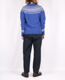 画像10: JOHN TULLOCH   SHETLAND WOOL NORDIC HEAVY BRUSH CREW NECK PULLOVER  BLUE×BEIGE (10)