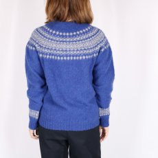 画像5: JOHN TULLOCH   SHETLAND WOOL NORDIC HEAVY BRUSH CREW NECK PULLOVER  BLUE×BEIGE (5)