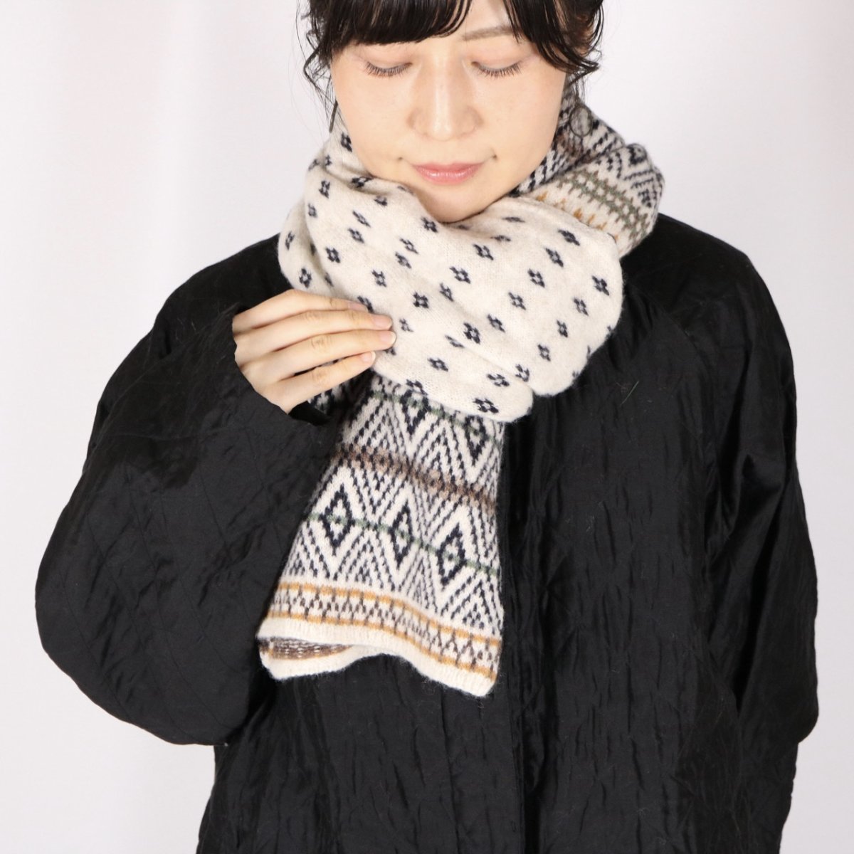 画像4: GLEN GORDON LAMBSWOOL SNOW JACQUARD SCARF (4)