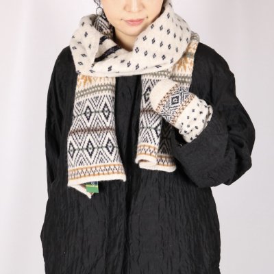 画像1: GLEN GORDON　LAMBSWOOL SNOW JACQUARD SCARF