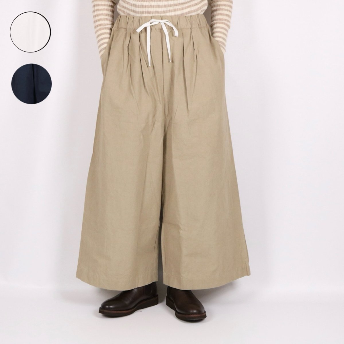 画像2: Gauze#　ドライコットン シンルーミーパンツ 3色 (2)