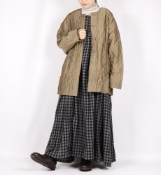 画像2: maison de soil QUILTED HAND WOVEN COTTON SILK PLAIN C-NECK RAGLAN HALF COAT 2色 (2)