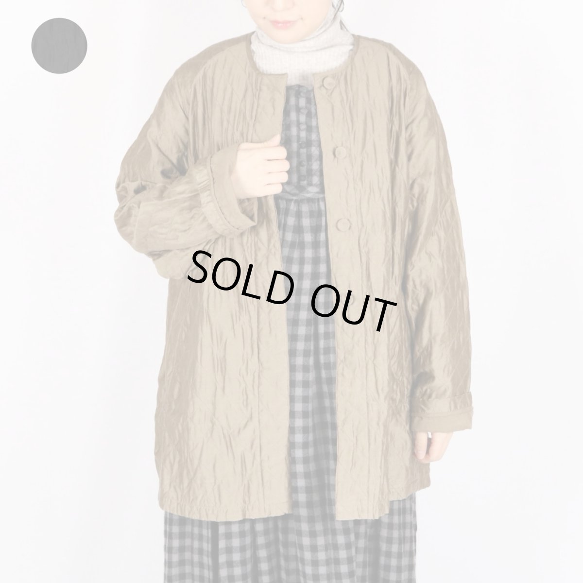 画像1: maison de soil QUILTED HAND WOVEN COTTON SILK PLAIN C-NECK RAGLAN HALF COAT 2色 (1)