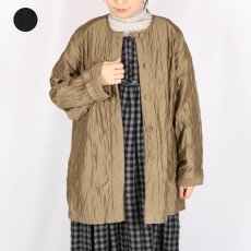 画像1: maison de soil QUILTED HAND WOVEN COTTON SILK PLAIN C-NECK RAGLAN HALF COAT 2色 (1)