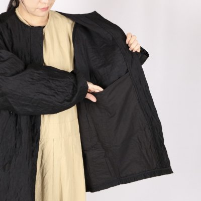 画像1: maison de soil QUILTED HAND WOVEN COTTON SILK PLAIN C-NECK RAGLAN HALF COAT 2色