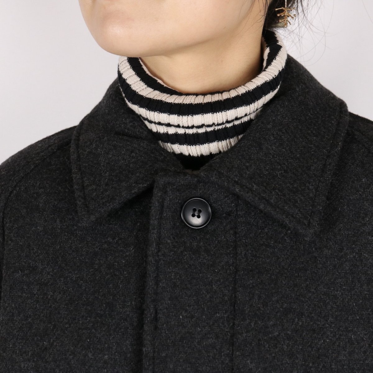 画像6: HTS  HEAVY WEIGHT WOOL TWILL BALMACAAN SHORT COAT 　チャコール (6)