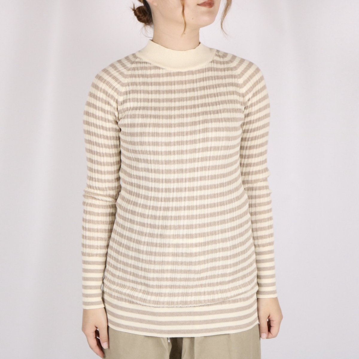 画像13: NARU　ランダムリブボーダーハイネックニット　3色 (13)