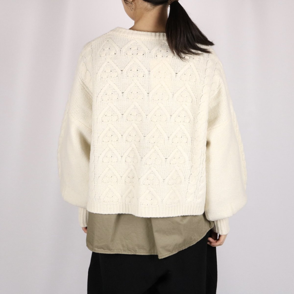 画像11: LABORATORY ボリュームスリーブアランニットカーディガン  2色 (11)