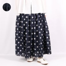 画像1: maison de soil  BANGALORE SILK DOT PRINT RAJASTHAN TUCK GATHERED SKIRT WITH LINING 2色 (1)