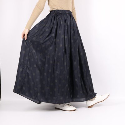 画像1: maison de soil  BANGALORE SILK DOT PRINT RAJASTHAN TUCK GATHERED SKIRT WITH LINING 2色