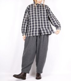 画像17: SOIL WOOL / LINEN CHECK FRILL COLLAR SHIRT 2色 (17)