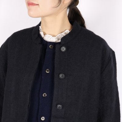 画像2: maison de soil WOOL/COTTON STAND COLLAR FLY FRONT JACKET