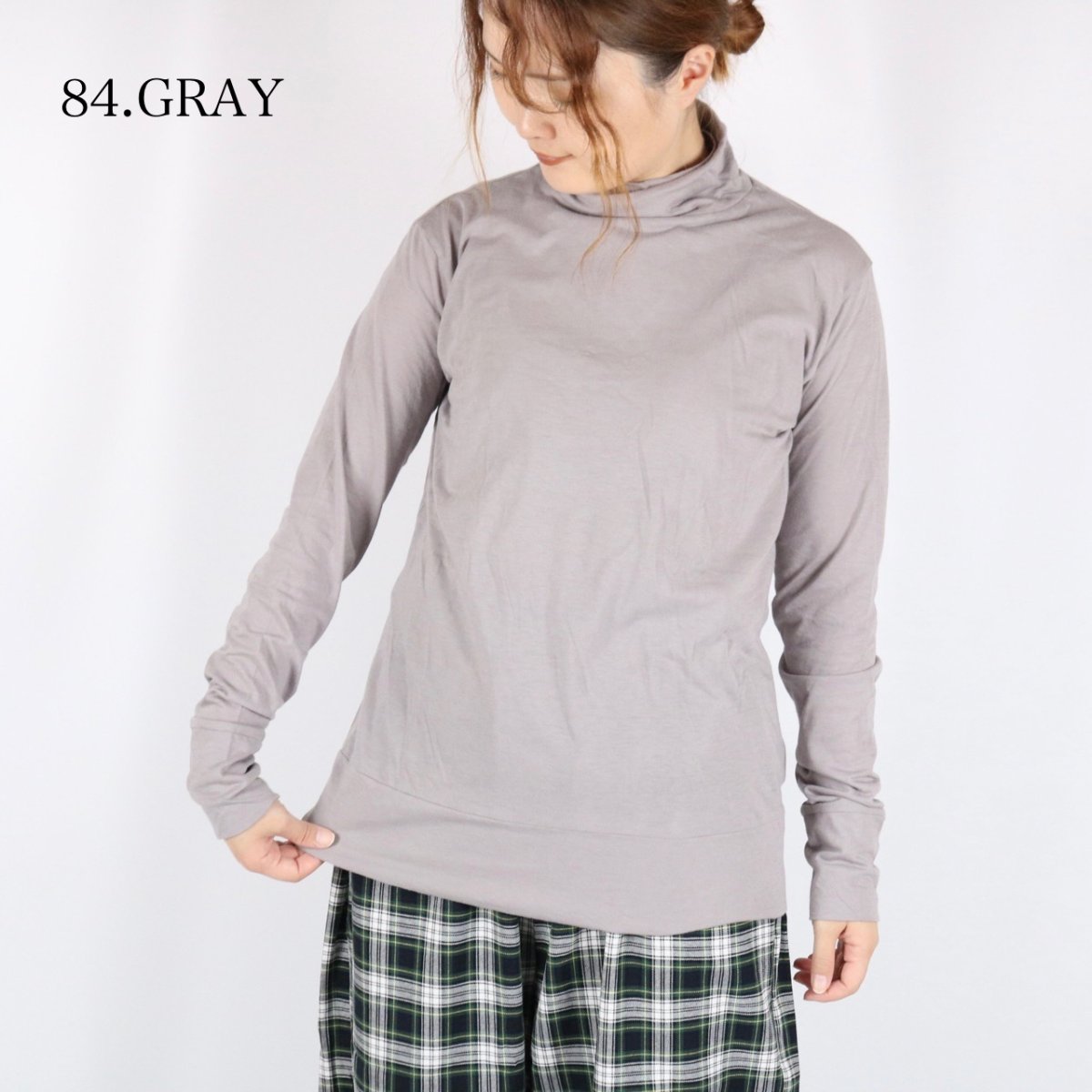 画像2: tumugu  フェザリーコットン天竺タートルネック長袖   7色 (2)