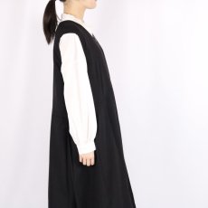 画像6: SOIL COTTON WOOL TWILL WEAVE PLAIN V-NECK PLEATS NO/SL DRESS (6)