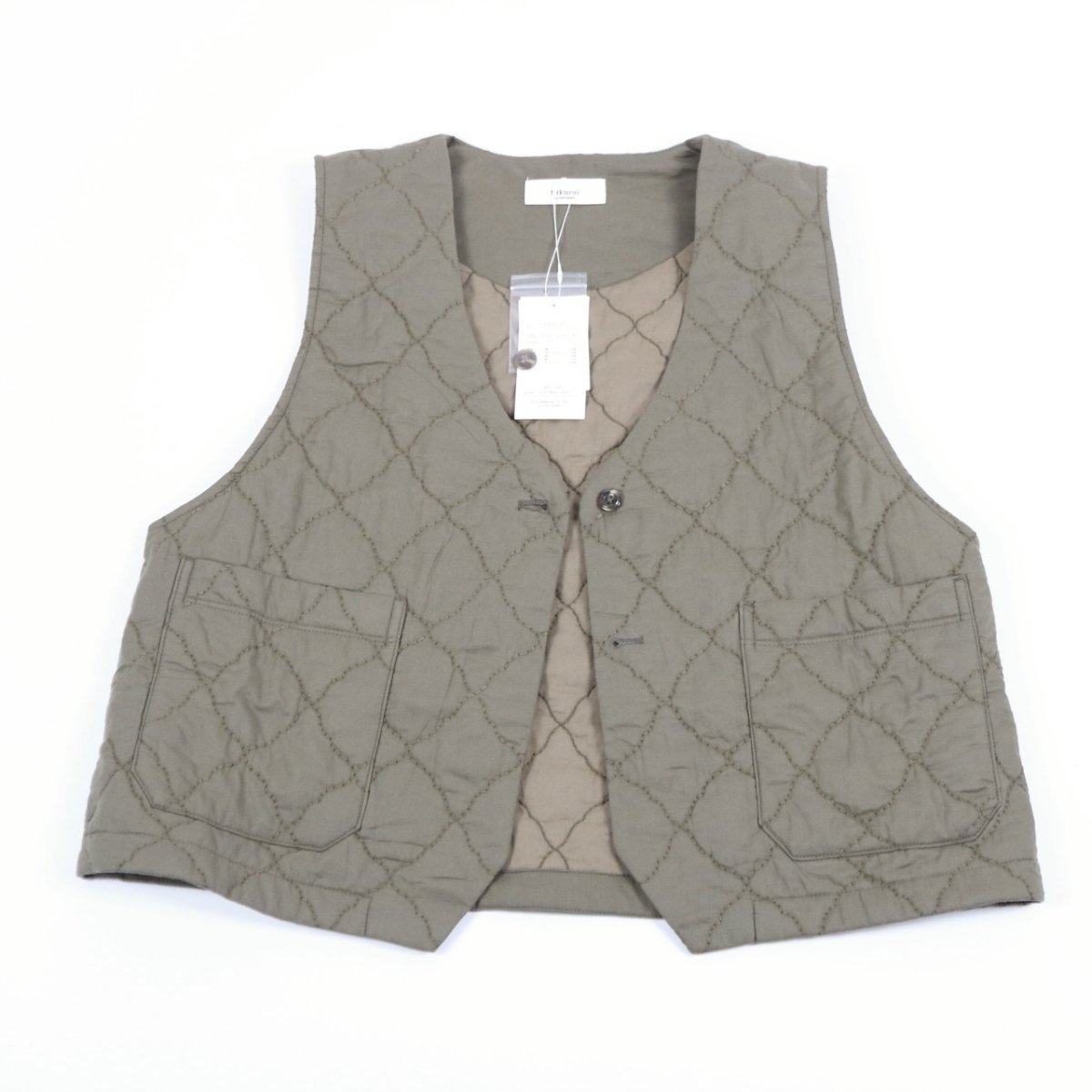 画像26: tukuroi 中わた刺繍キルティングＶネックベスト　3色 (26)