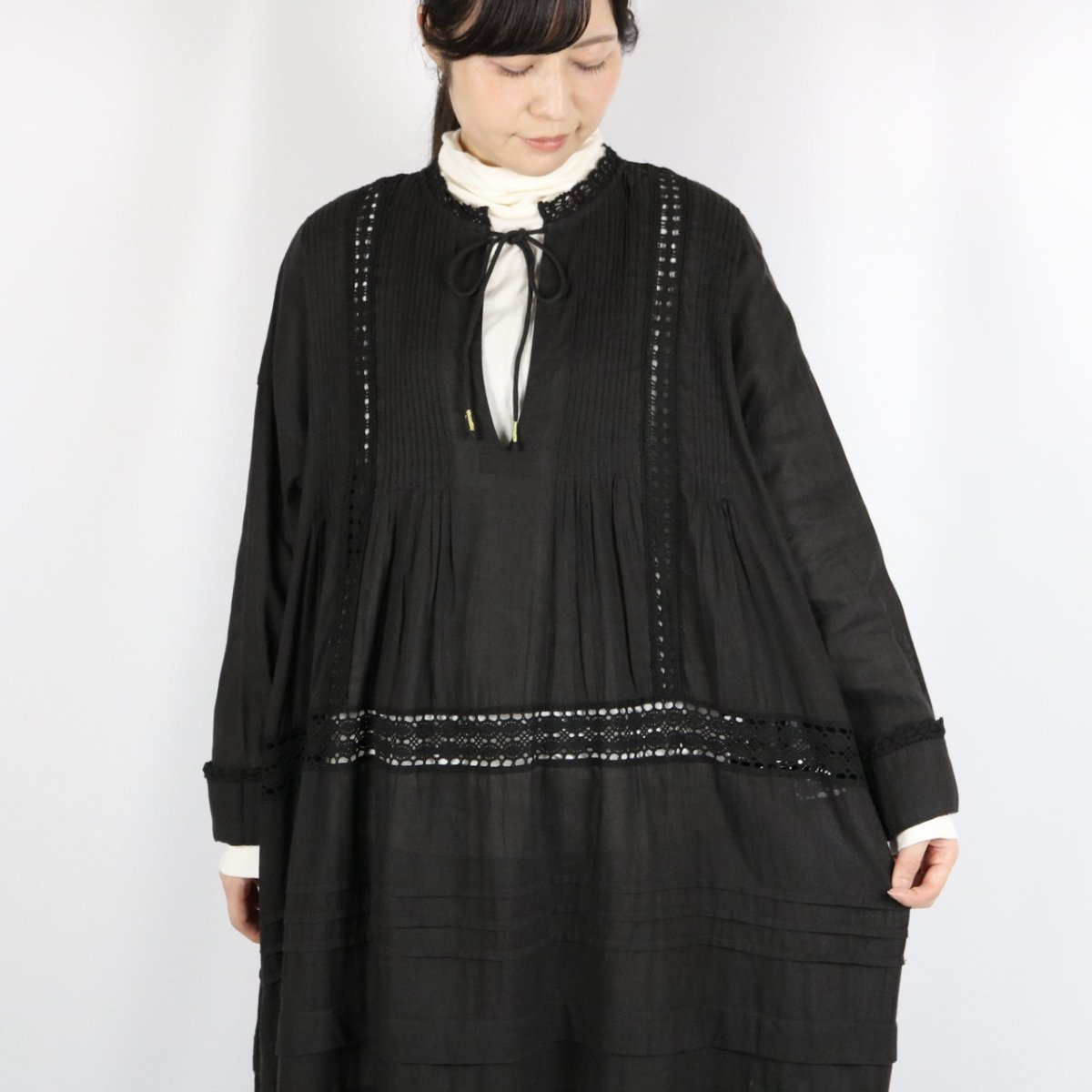 画像14: tumugu リネンコットンキャンバス　ワンピース 2色 (14)