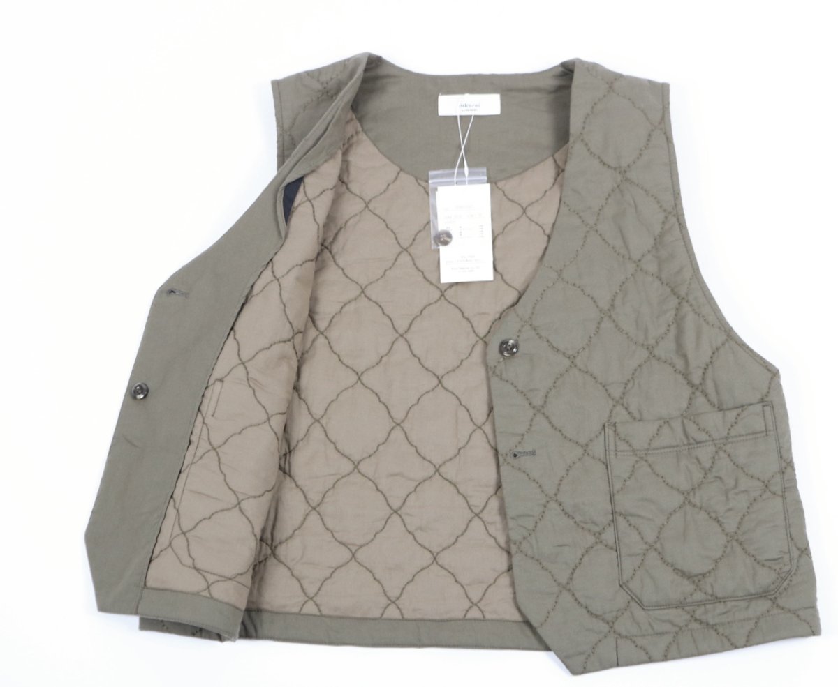画像28: tukuroi 中わた刺繍キルティングＶネックベスト　3色 (28)
