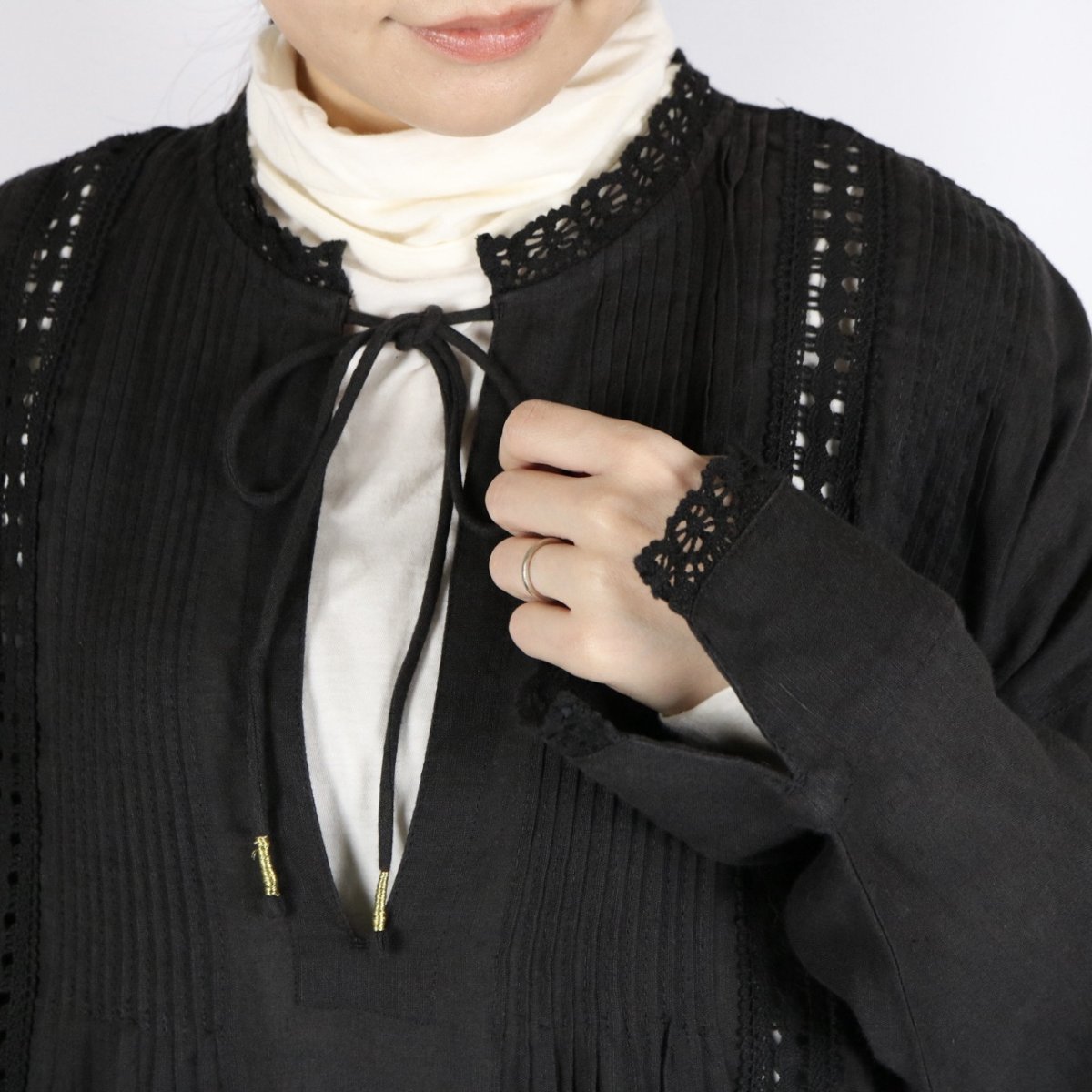 画像15: tumugu リネンコットンキャンバス　ワンピース 2色 (15)