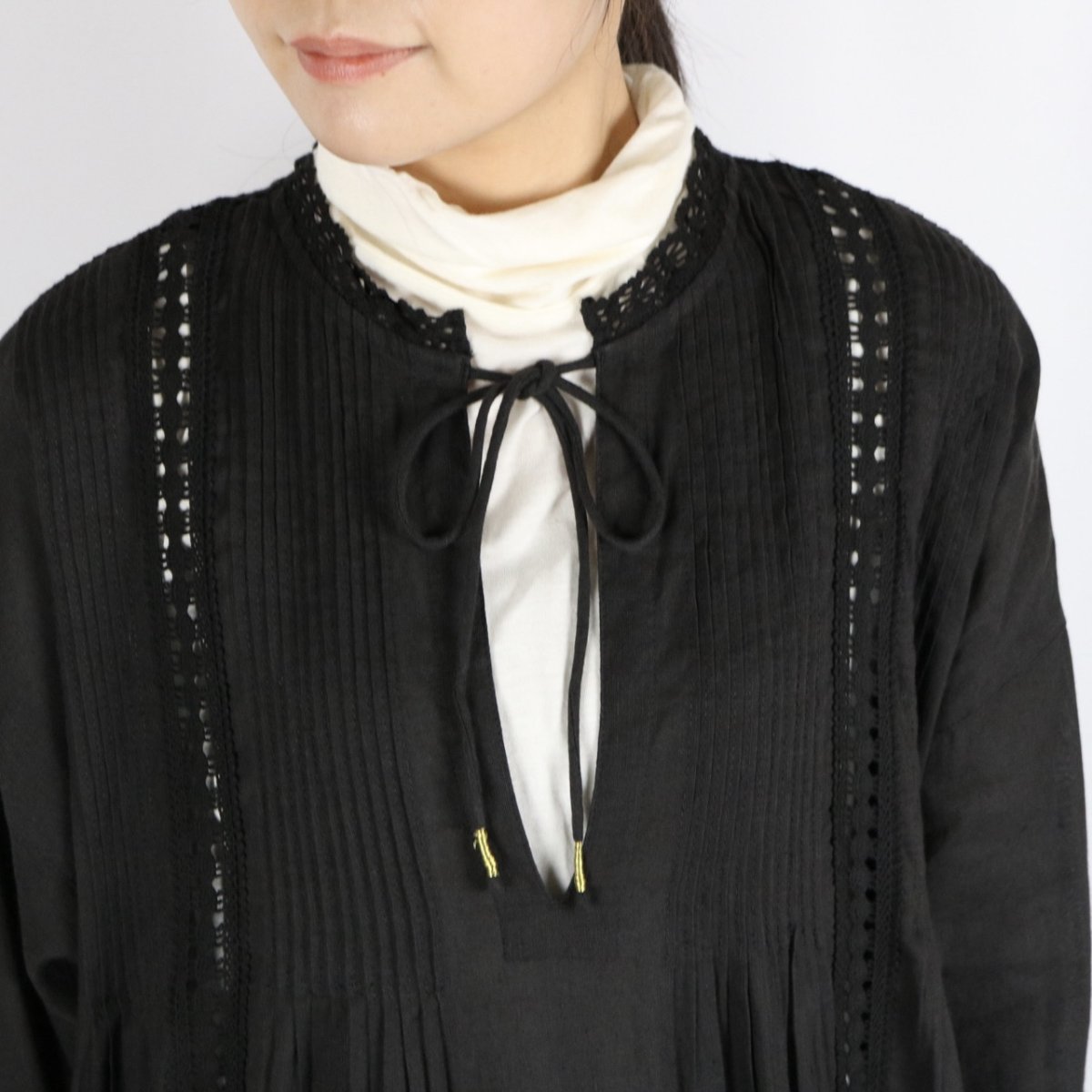 画像13: tumugu リネンコットンキャンバス　ワンピース 2色 (13)