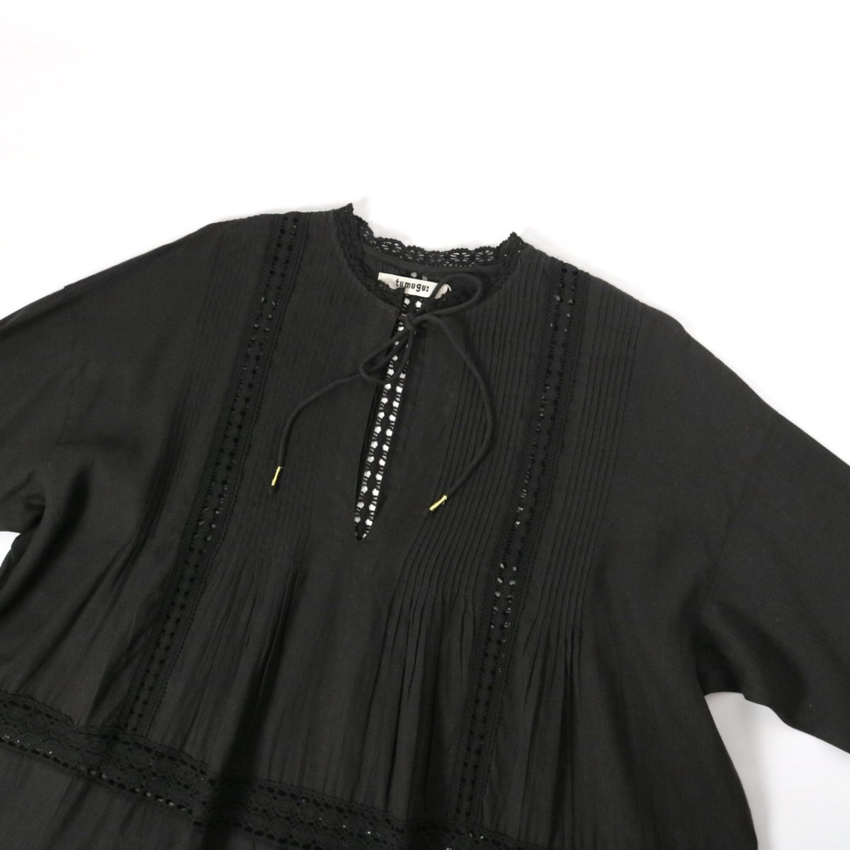 画像18: tumugu リネンコットンキャンバス　ワンピース 2色 (18)