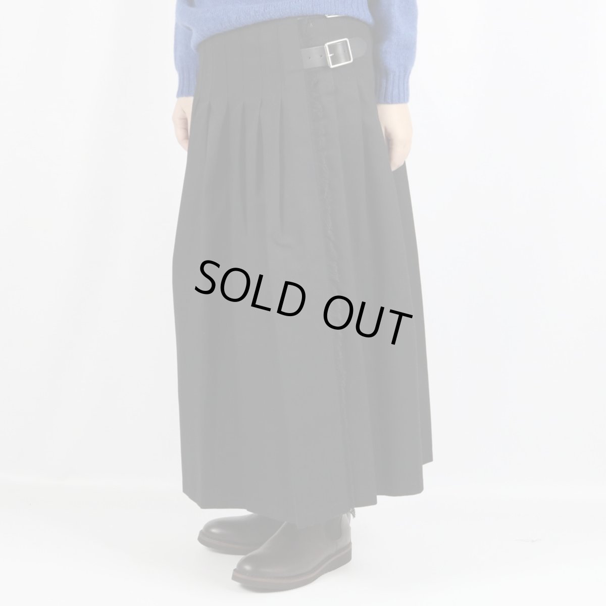 画像1: O'neil of Dublin COTTON TWILL LOW WAIST PLEATS WRAP SKIRT LENGTH 80cm (WITH PIN) (1)