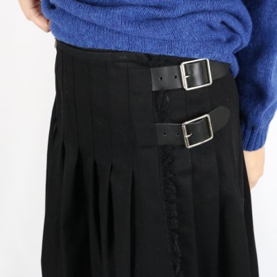 画像1: O'neil of Dublin COTTON TWILL LOW WAIST PLEATS WRAP SKIRT LENGTH 80cm (WITH PIN)