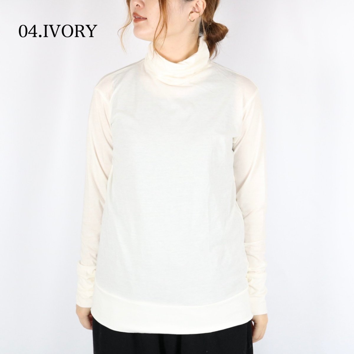 画像26: tumugu  フェザリーコットン天竺タートルネック長袖   7色 (26)