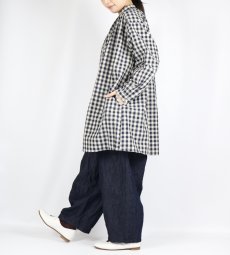 画像8: LUEUF  チェック バンドカラー チュニック　GINGHAM BLUE (8)