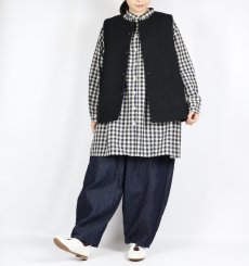 画像10: LUEUF  チェック バンドカラー チュニック　GINGHAM BLUE (10)