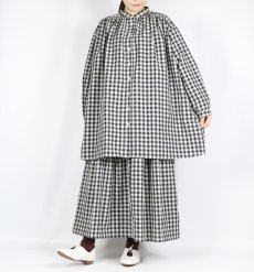 画像11: LUEUF  チェック バンドカラー チュニック　GINGHAM BLUE (11)