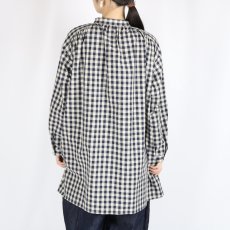 画像4: LUEUF  チェック バンドカラー チュニック　GINGHAM BLUE (4)