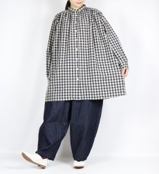 画像6: LUEUF  チェック バンドカラー チュニック　GINGHAM BLUE (6)