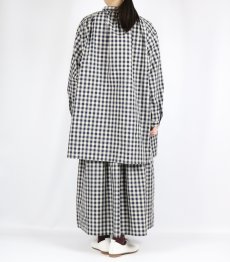 画像14: LUEUF  チェック バンドカラー チュニック　GINGHAM BLUE (14)