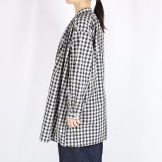 画像3: LUEUF  チェック バンドカラー チュニック　GINGHAM BLUE (3)