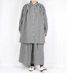 画像12: LUEUF  チェック バンドカラー チュニック　GINGHAM BLUE (12)